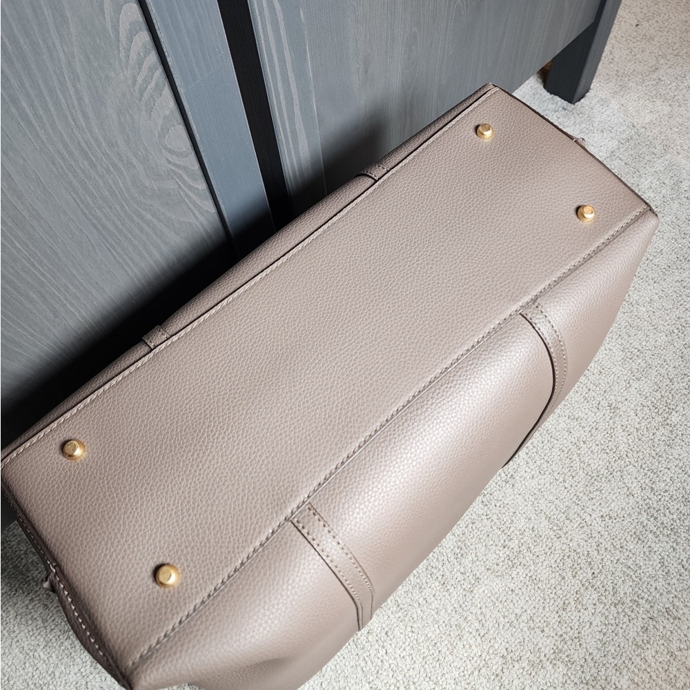 Tory Burch Taupe Leather Tote with Yellow Accent - Picture 6 of 6